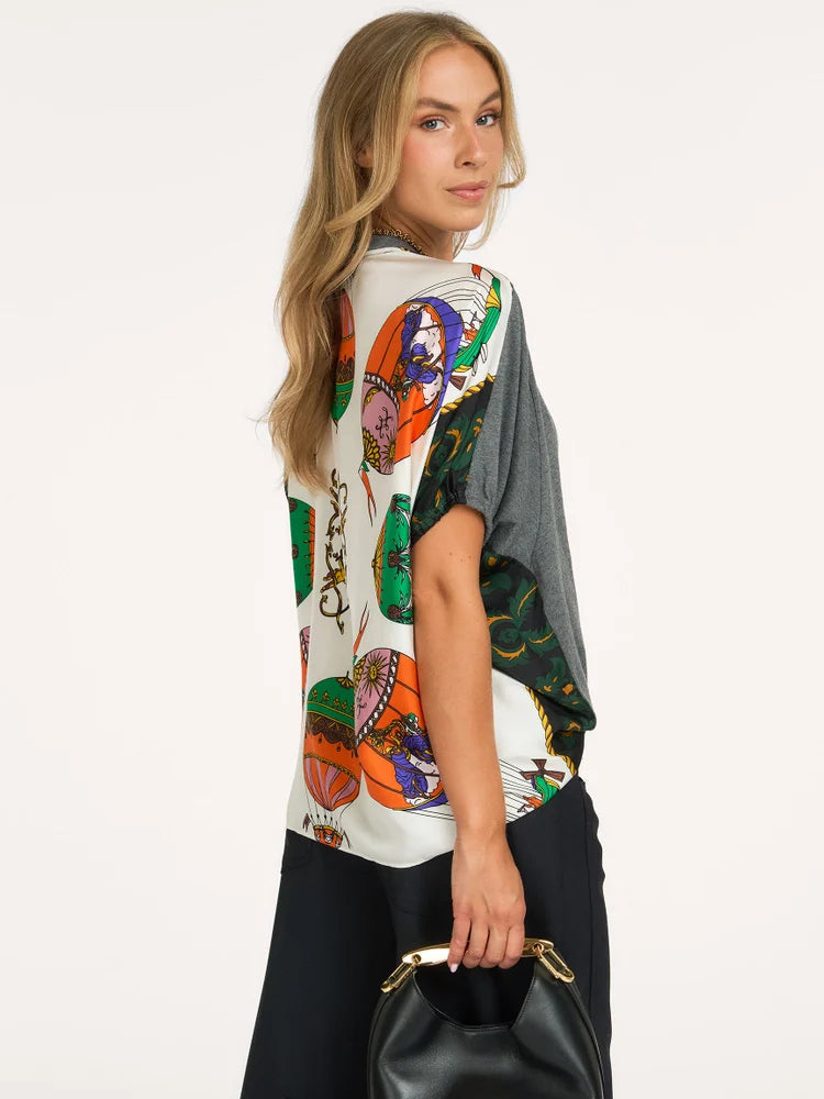 Essentiel Antwerp - Kos T-shirt med sidenscarf