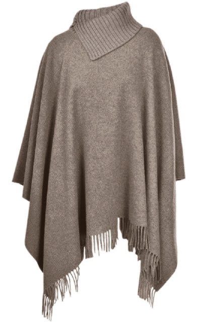 Gran Sasso - Poncho med polokrage och fransar